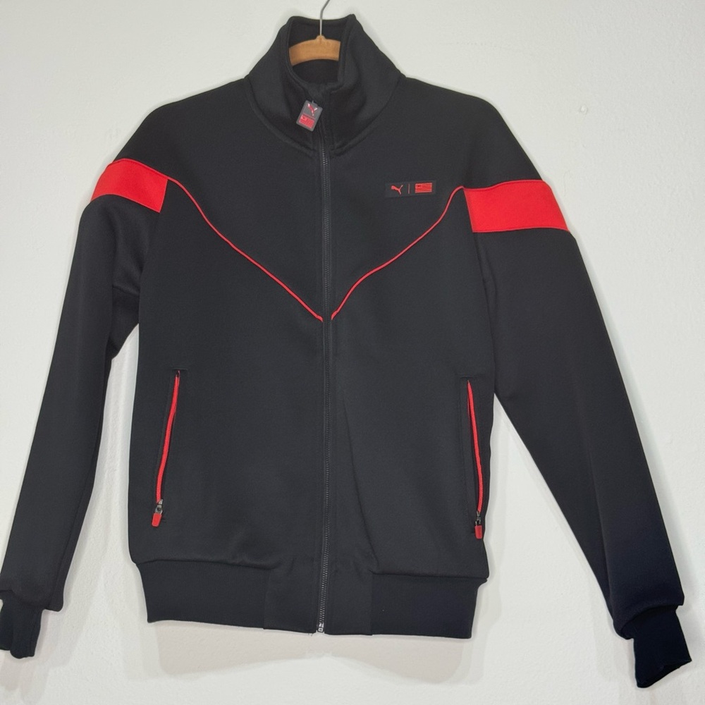 Puma Men's Black Jacket with Red Accents